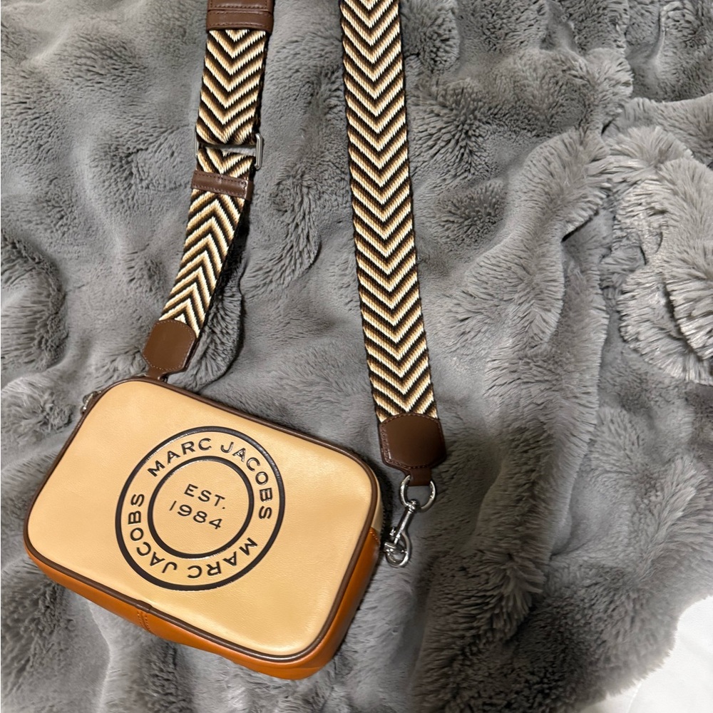 Marc Jacobs Tan and Brown Logo Crossbody Bag